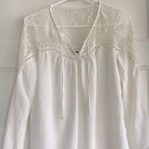 BB Dakota White Lace Long Sleeve Blouse XS